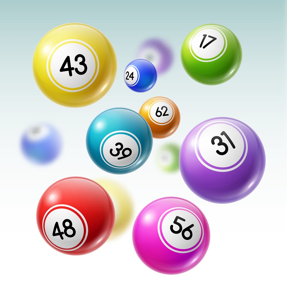 Lottery balls with different colors and numbers on them